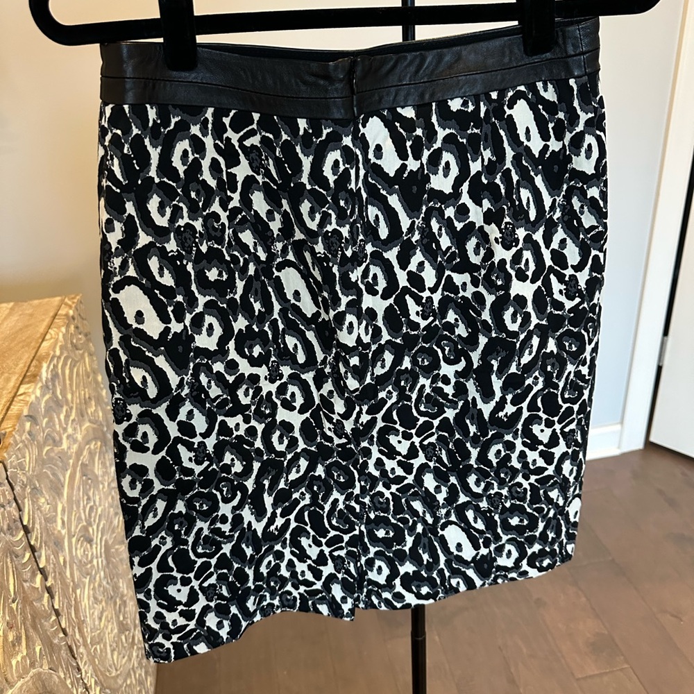 Milly  Black and White Leopard Print Skirt